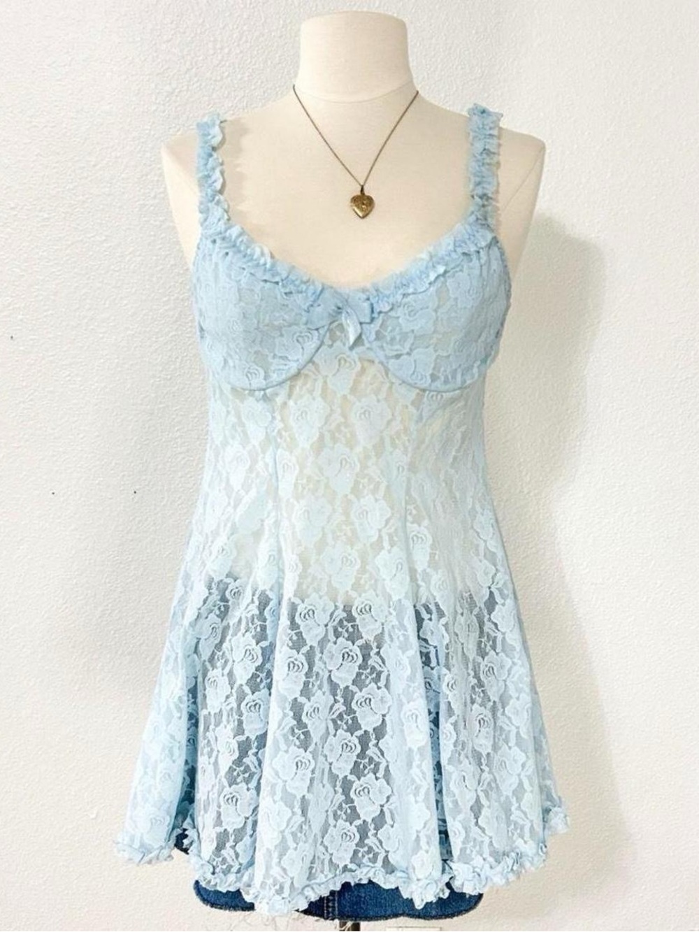Vintage baby blue rare slip top dress